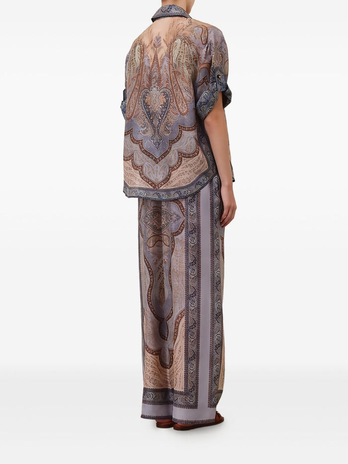 Zimmermann Trousers Blue Silk