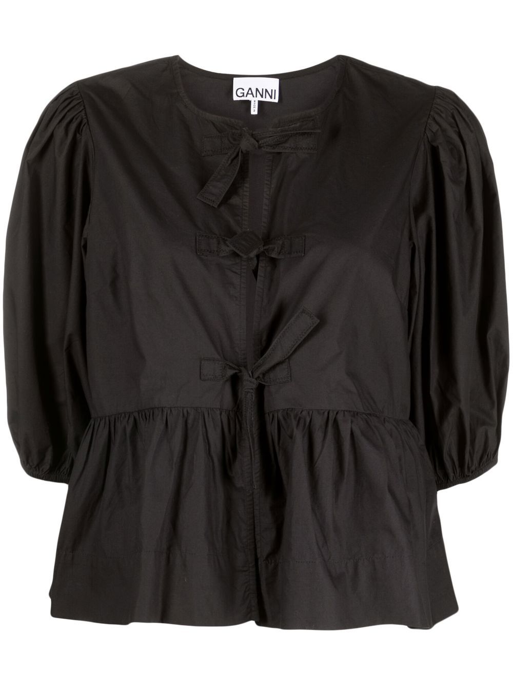 GANNI Top Black Organic Cotton