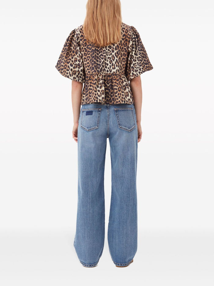 GANNI Top Brown Organic Cotton