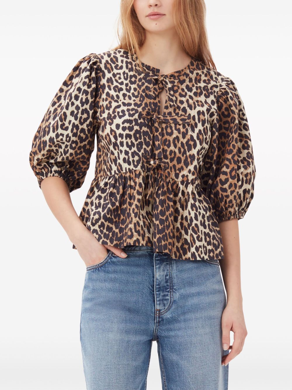 GANNI Top Brown Organic Cotton
