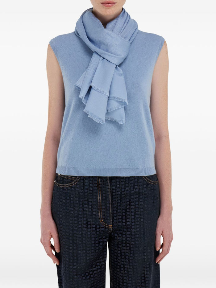 Ferragamo Scarfs Clear Blue Silk