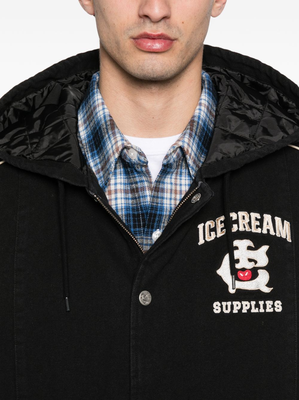 ICECREAM Coats Black Outer: Cotton
