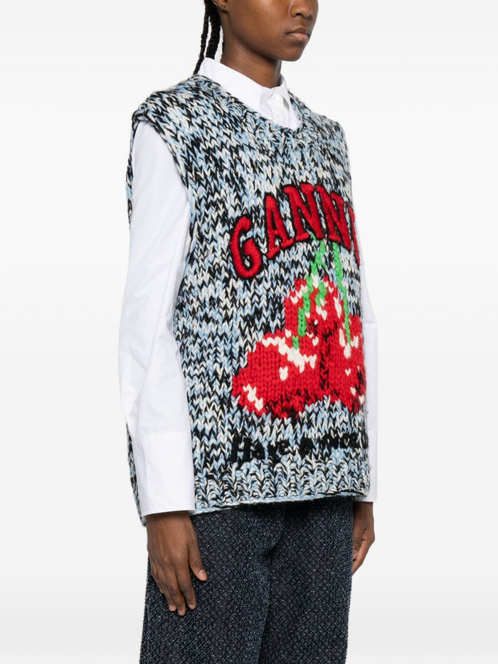 GANNI Sweaters Clear Blue Wool