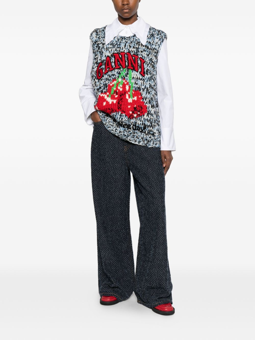 GANNI Sweaters Clear Blue Wool