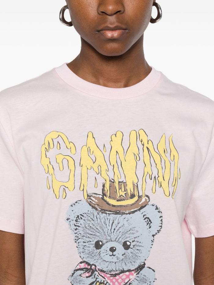 GANNI T-shirts and Polos Pink Organic Cotton