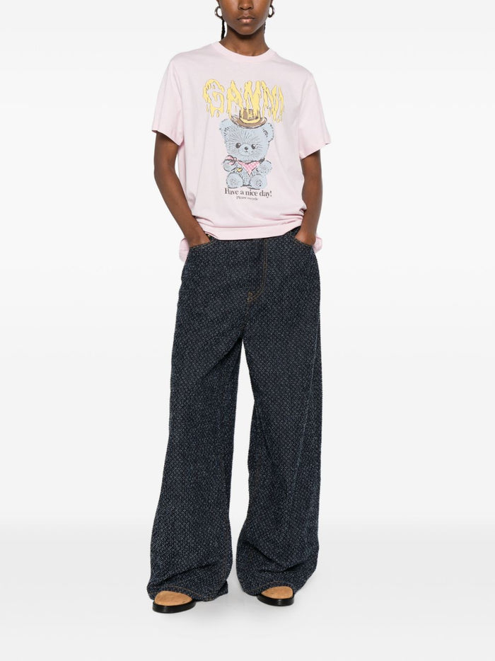 GANNI T-shirts and Polos Pink Organic Cotton