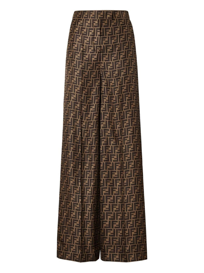 Fendi Trousers Brown Silk