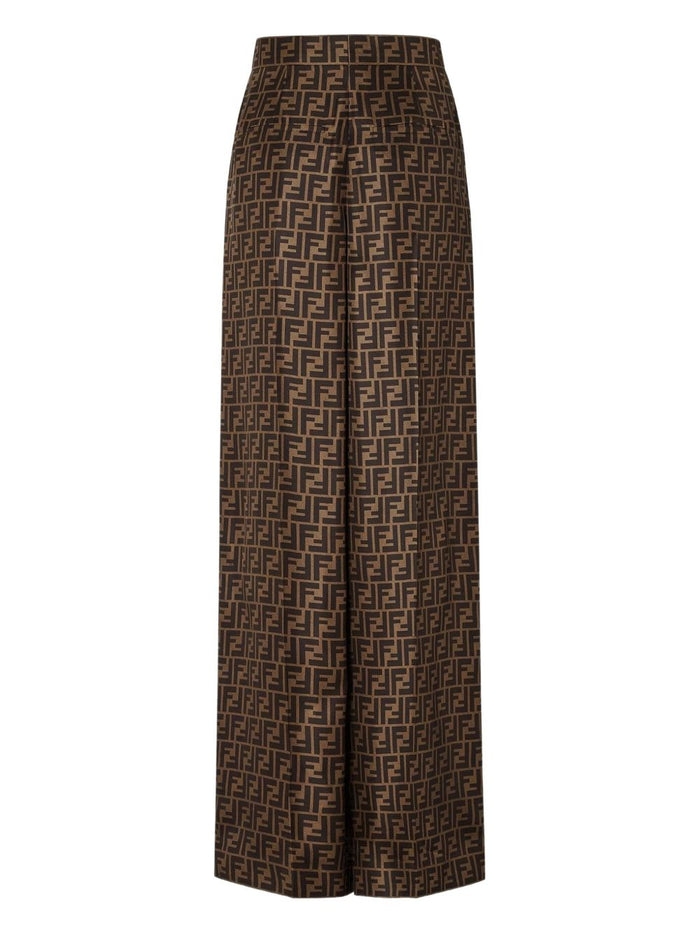 Fendi Trousers Brown Silk