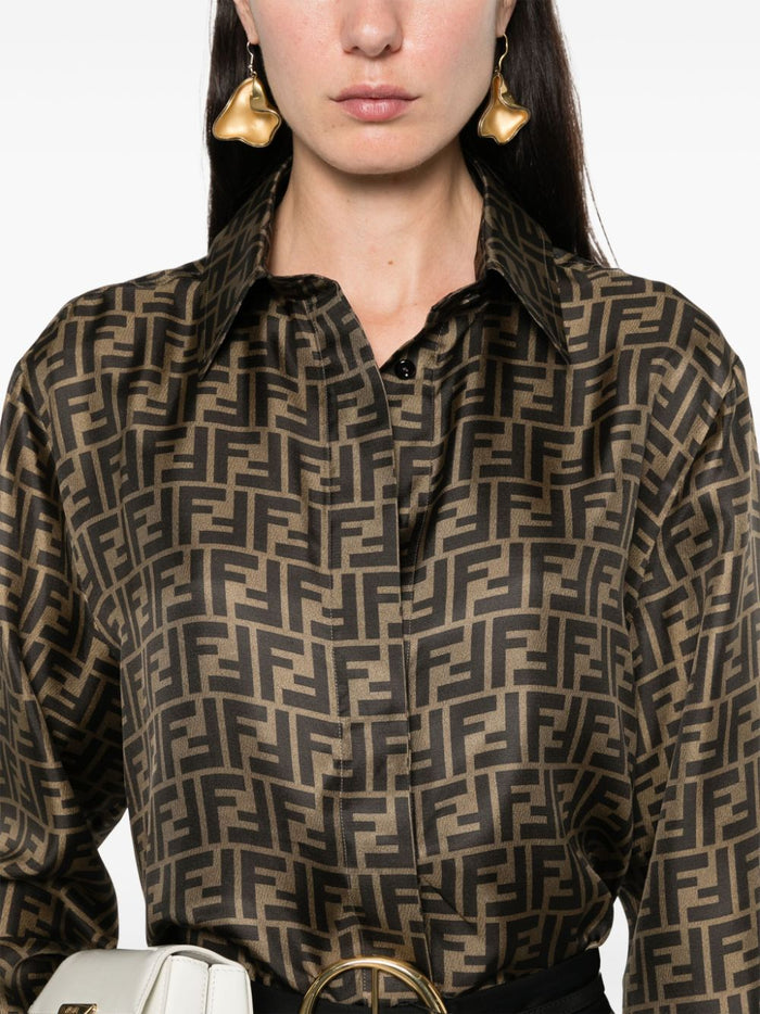 Fendi Shirts Brown Silk