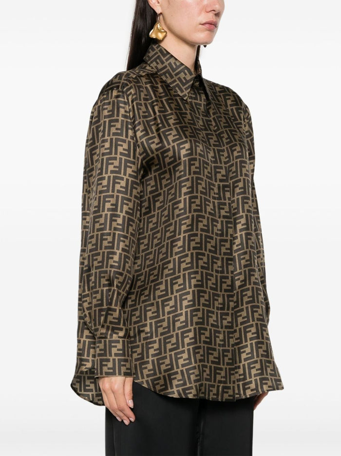 Fendi Shirts Brown Silk