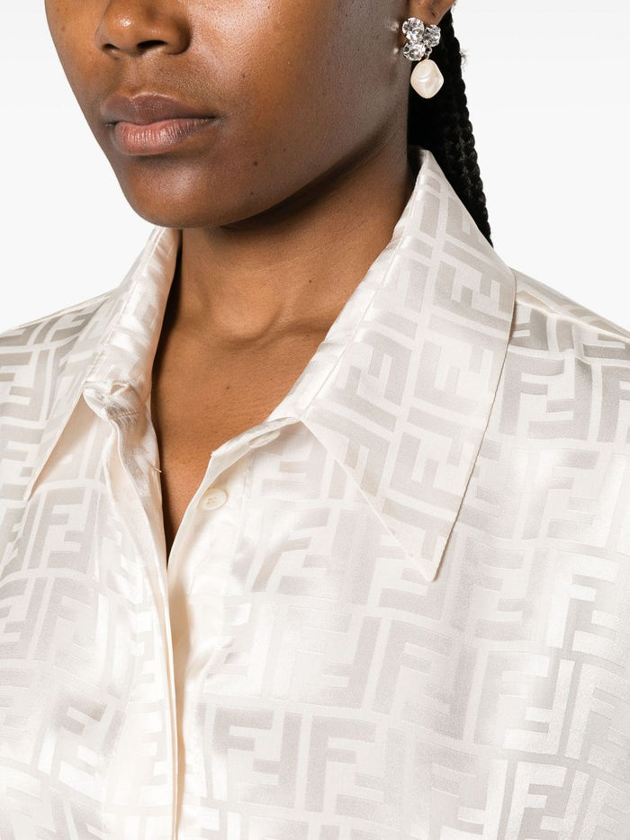 Fendi Shirts Cream Silk