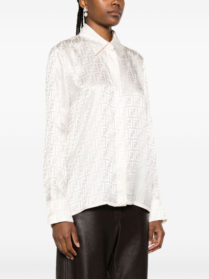 Fendi Shirts Cream Silk