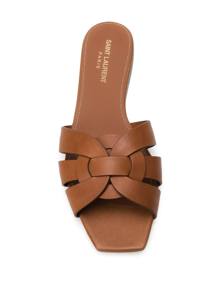 Saint Laurent Sandals Leather Brown Calfskin 100 %