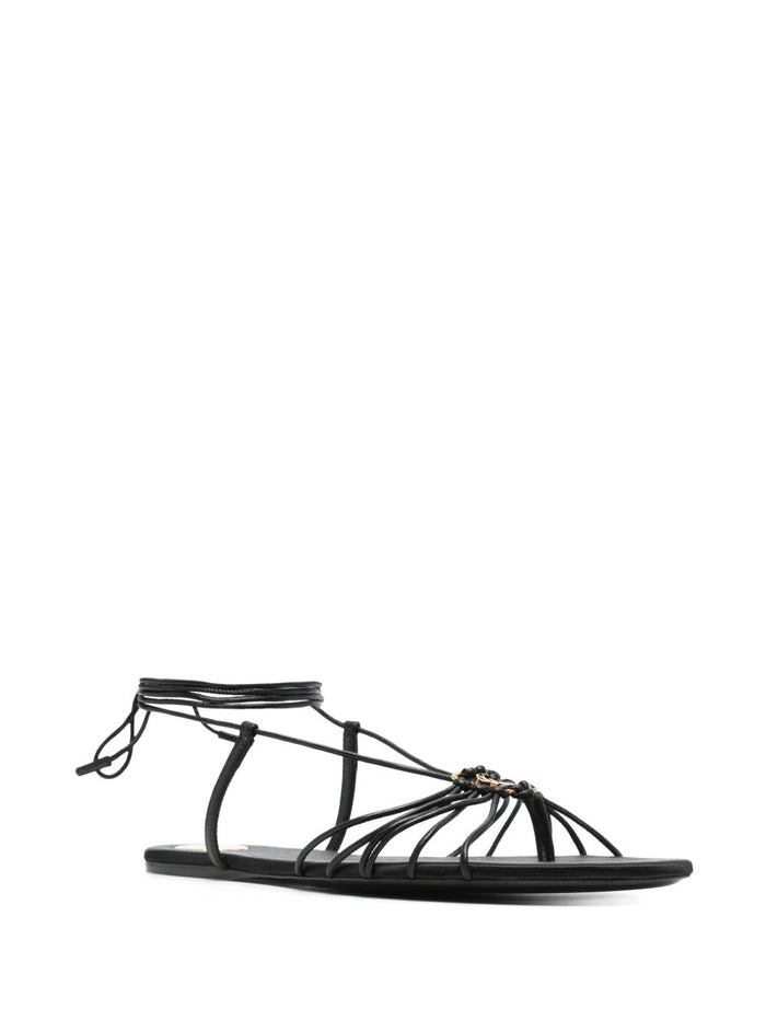 Saint Laurent Sandals Black Calf Leather