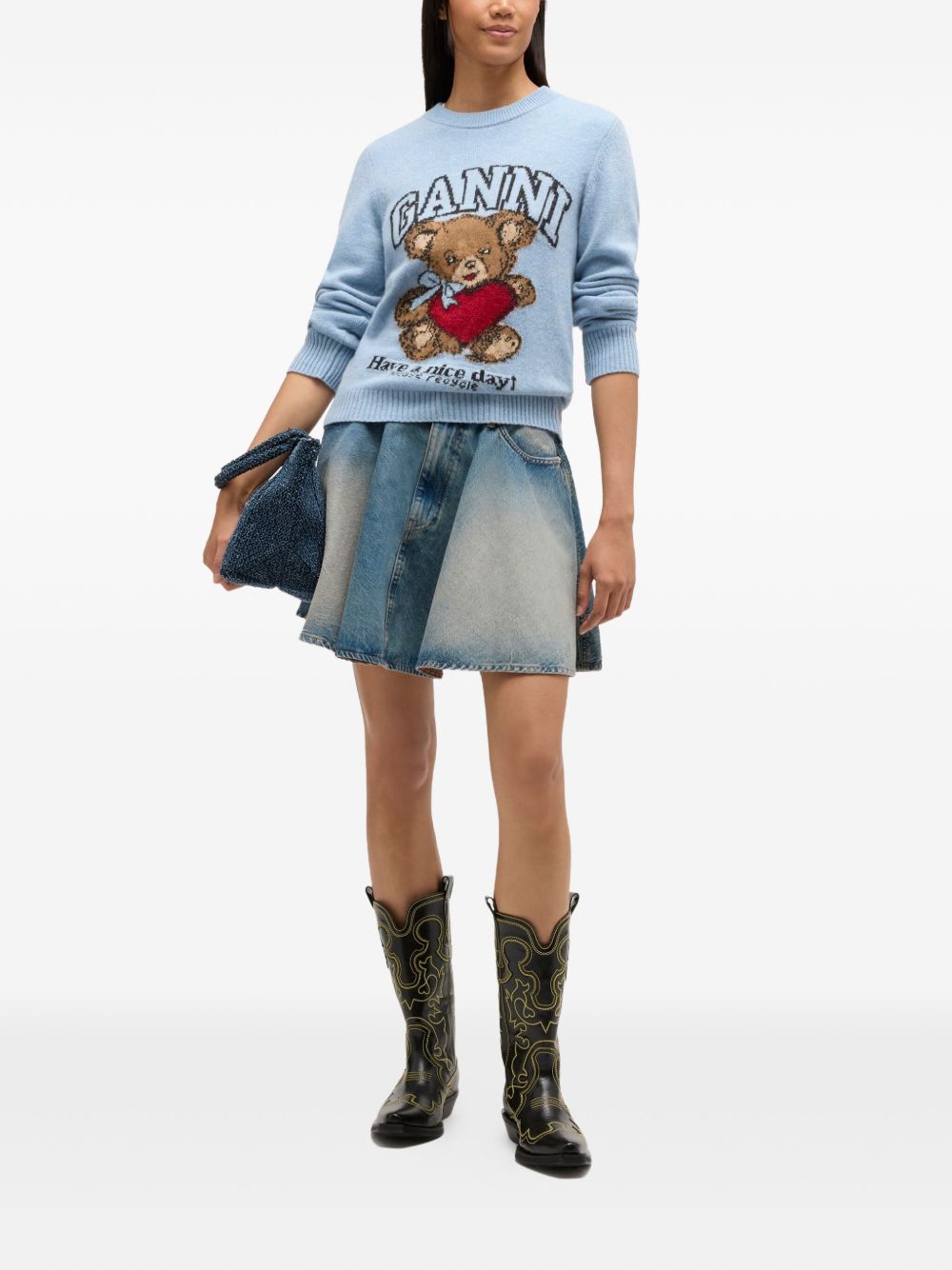 GANNI Sweaters Clear Blue Wool