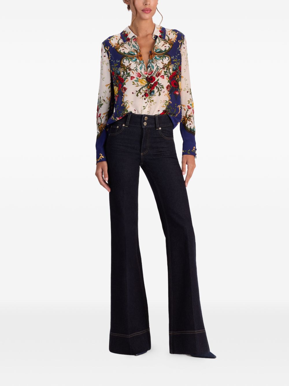Alice + Olivia Shirts Blue Silk