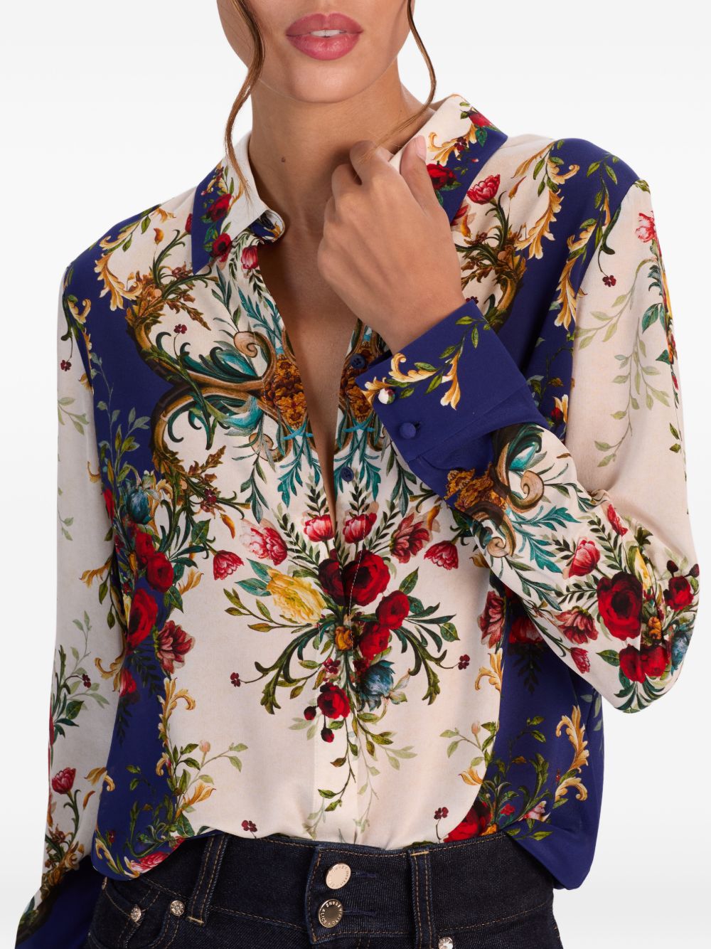 Alice + Olivia Shirts Blue Silk