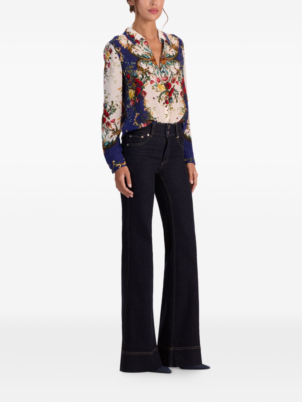 Alice + Olivia Shirts Blue Silk