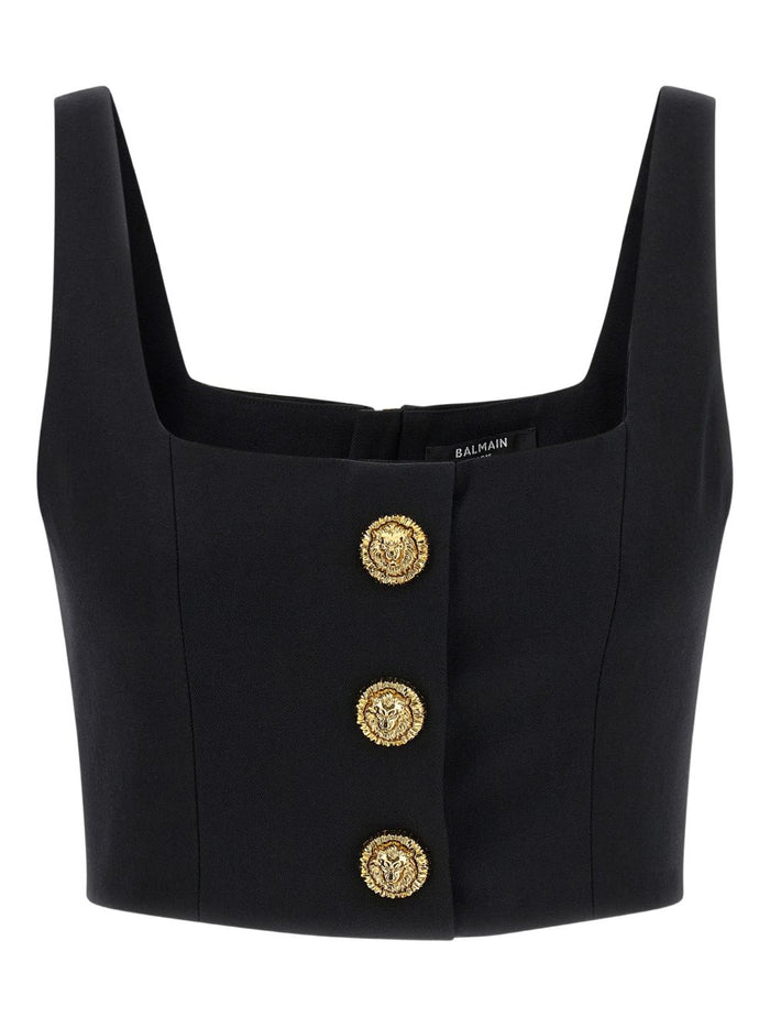 Balmain Top Black Virgin Wool