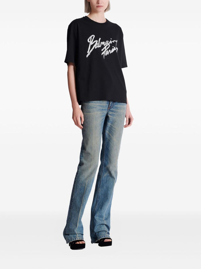 Balmain T-shirts and Polos Black Organic Cotton