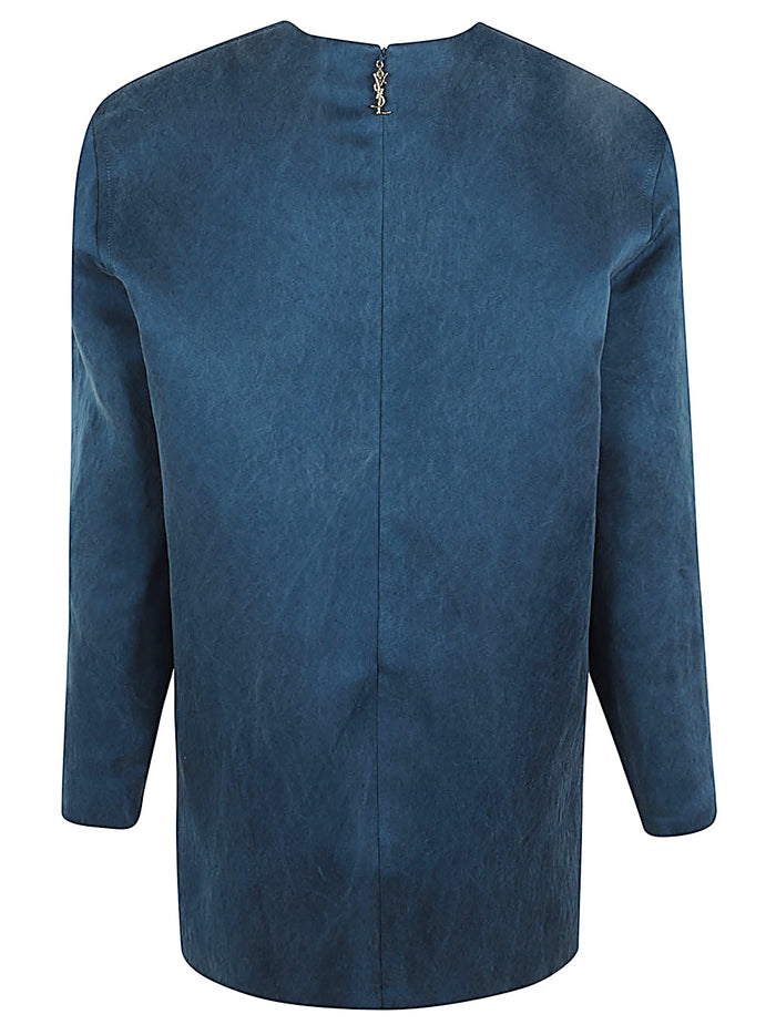 Saint Laurent Dresses Blue Outer: Silk