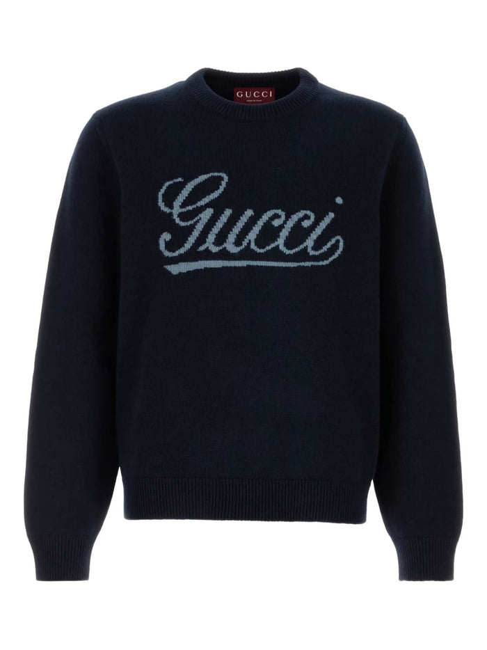 Gucci Sweaters Blue Wool Mix