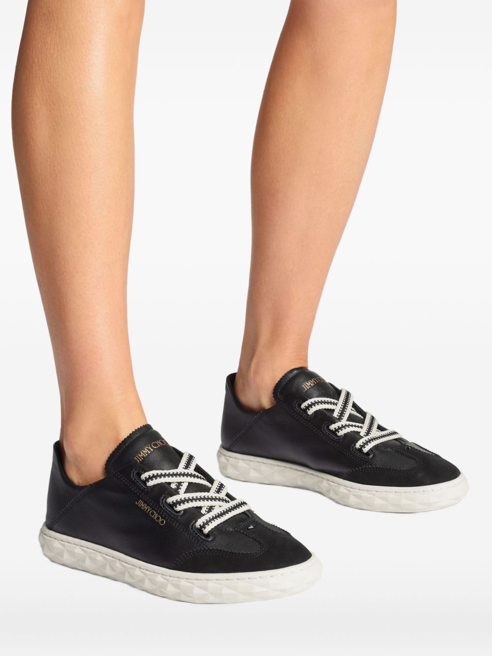 Jimmy Choo Sneakers Black Leather Textile Metal Rubber