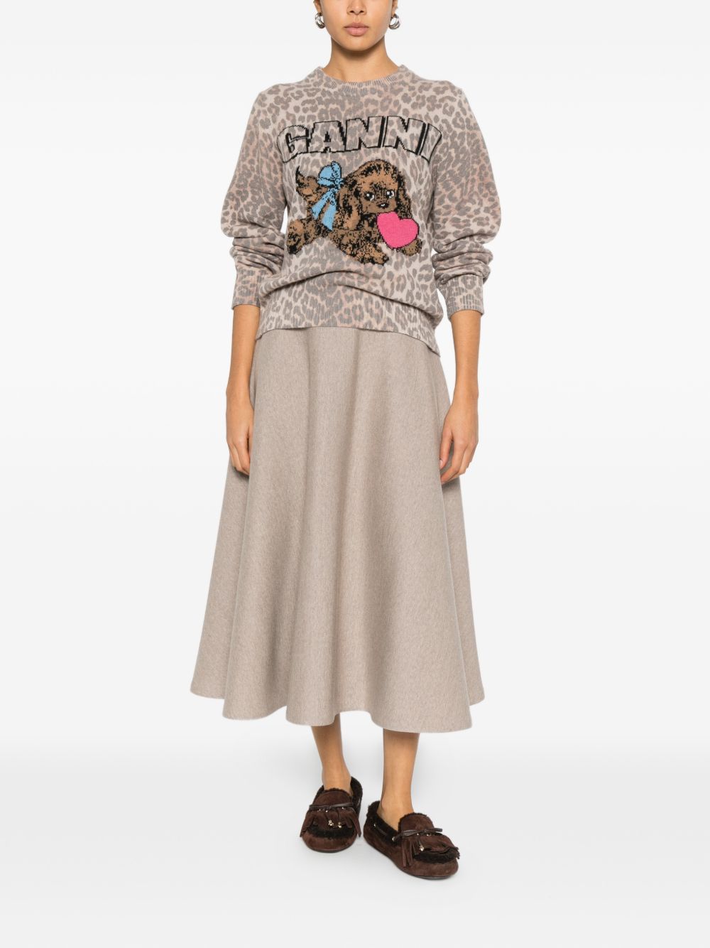 Ganni Sweaters Brown Wool
