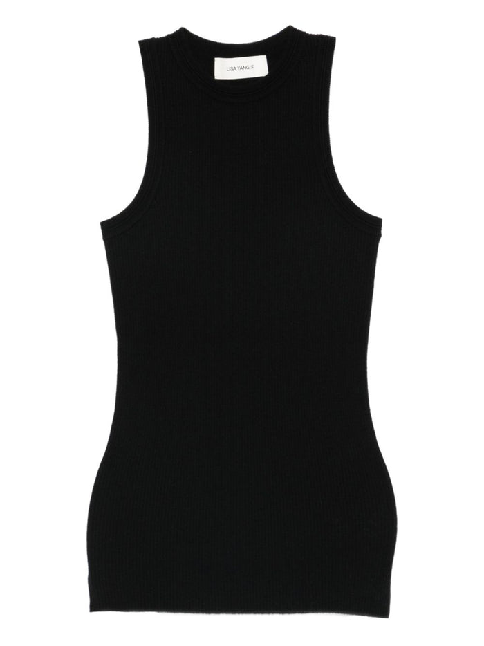 LISA YANG Top Black Cotton Cashmere