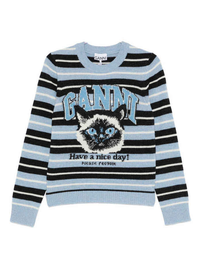 GANNI Sweaters Clear Blue Wool