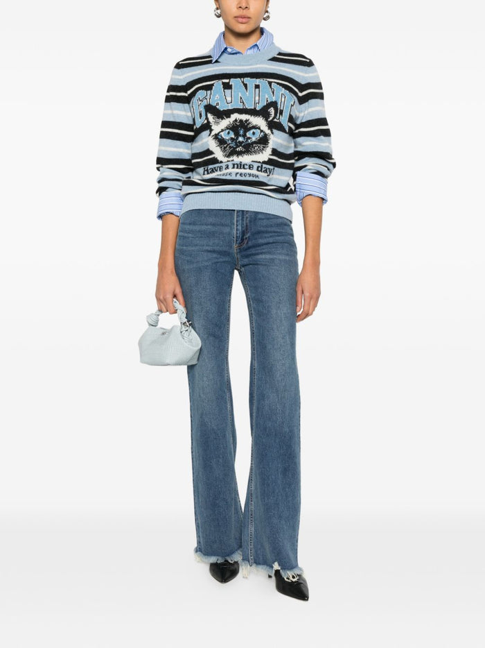 GANNI Sweaters Clear Blue Wool