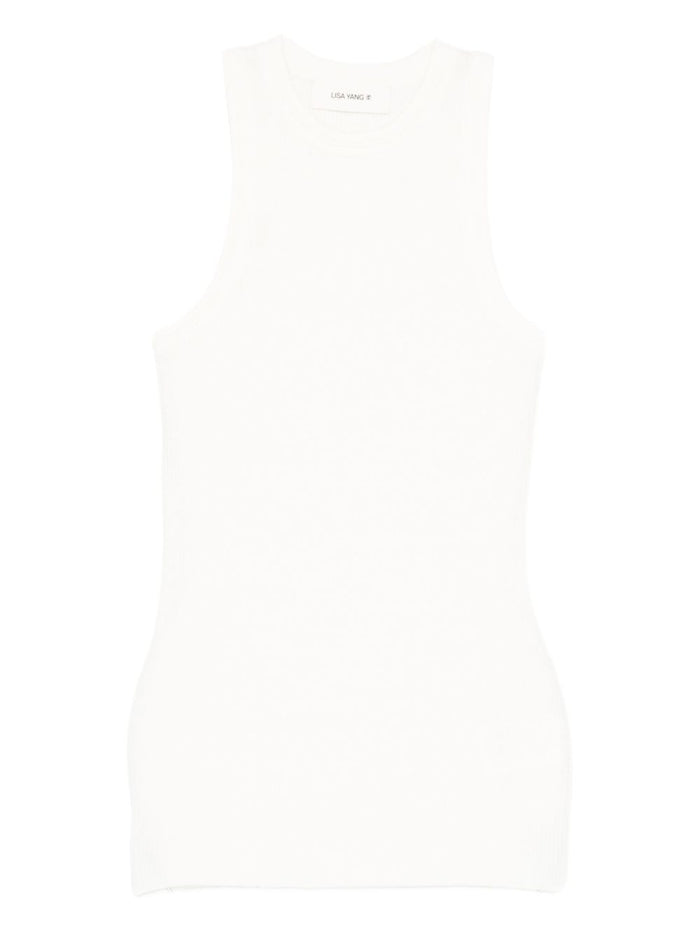 LISA YANG Top White Cotton Cashmere