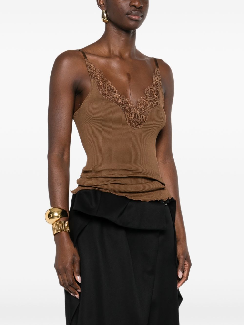 Saint Laurent Top Brown Silk