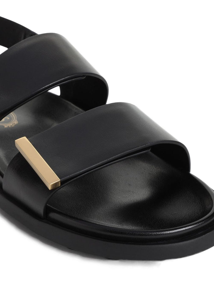 Tods Sandals Black Calf Leather