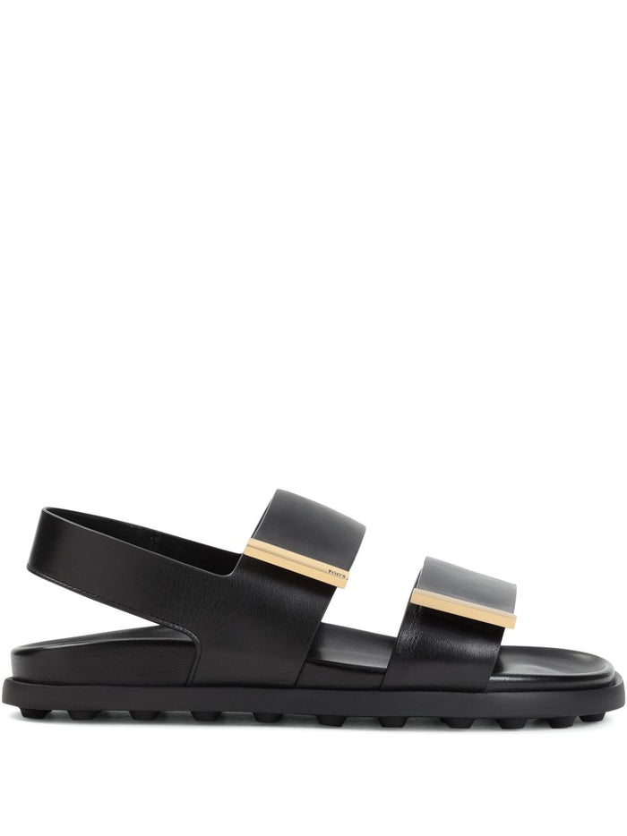 Tods Sandals Black Calf Leather