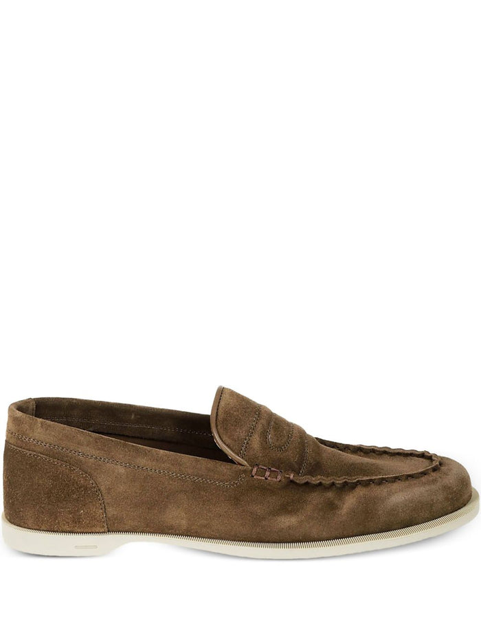 John Lobb Flat shoes Green Outer: Suede