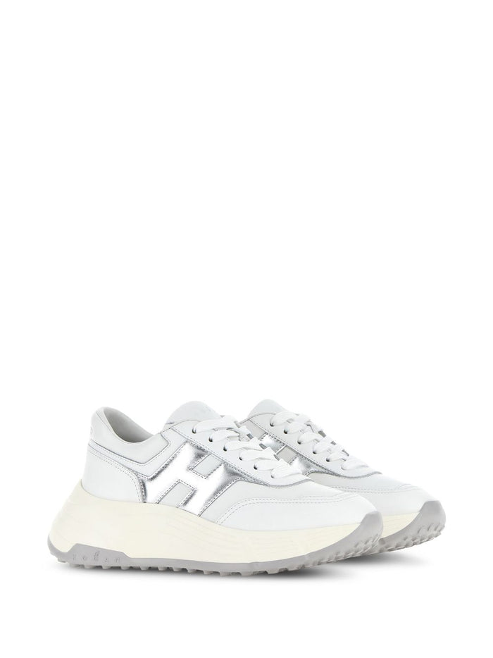Hogan Sneakers Silver Calf Leather