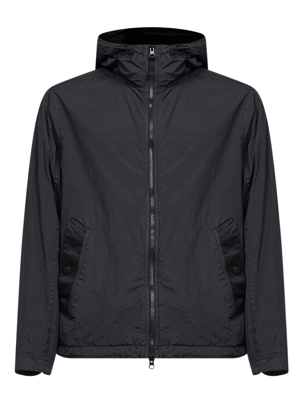 Stone Island Coats Black Resina Poliuretanica