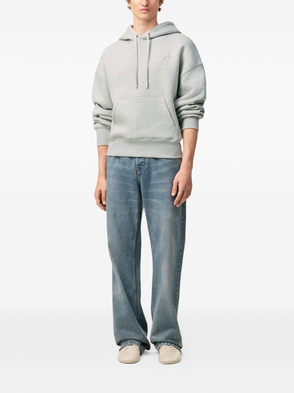 Ami Paris Sweaters Grey Cotton