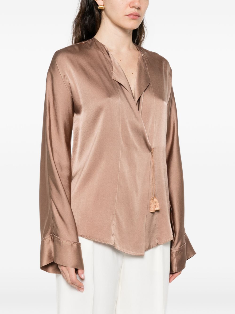 Forte Shirts Brown Silk Elastane