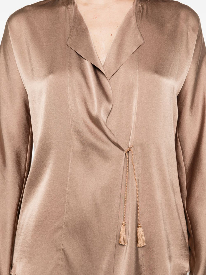 Forte Shirts Brown Silk Elastane