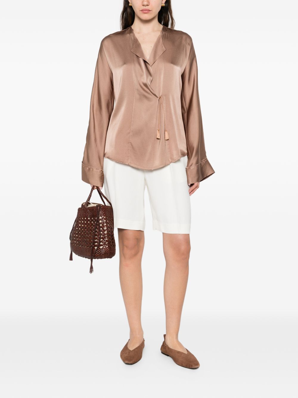 Forte Shirts Brown Silk Elastane