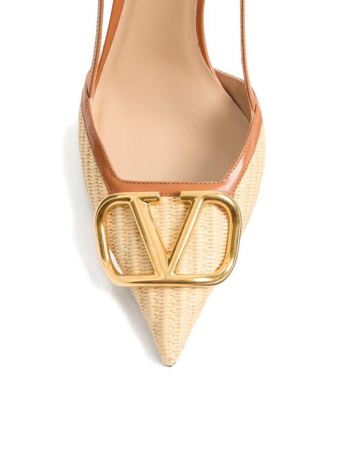 Valentino Garavani With Heel Beige Cotton Viscose