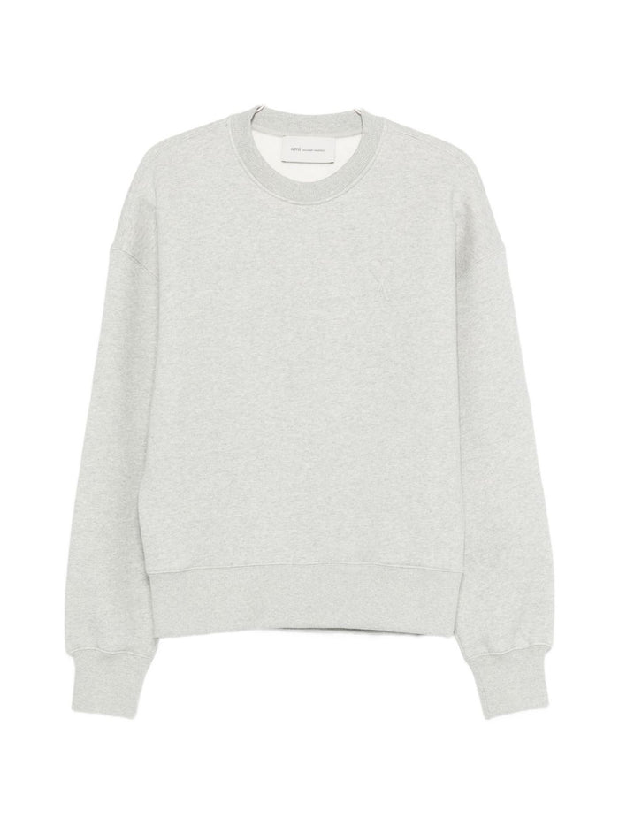 Ami Paris Sweaters Grey Cotton