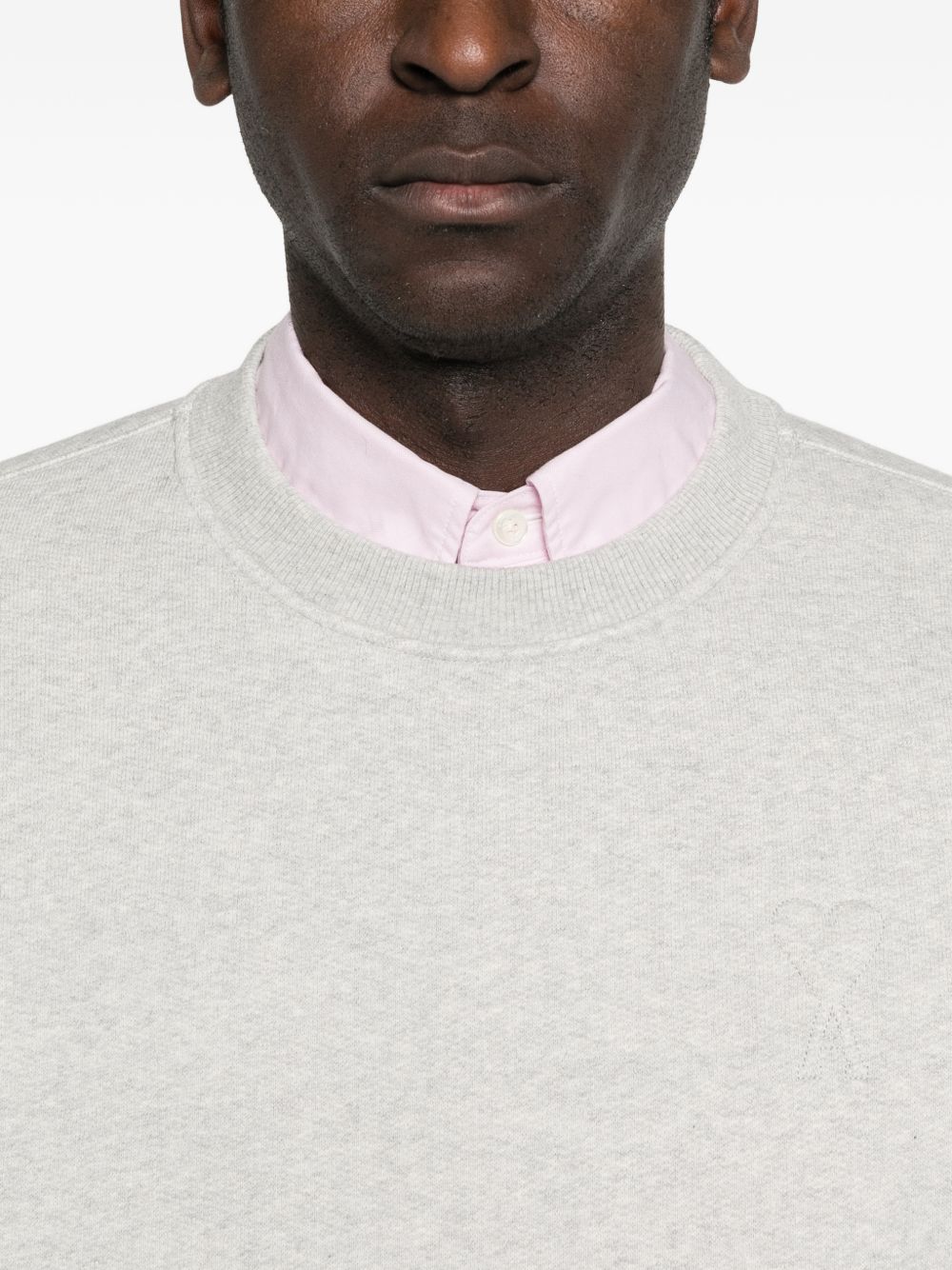 Ami Paris Sweaters Grey Cotton