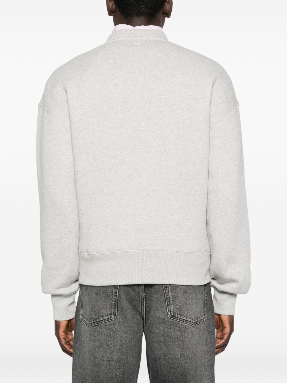 Ami Paris Sweaters Grey Cotton