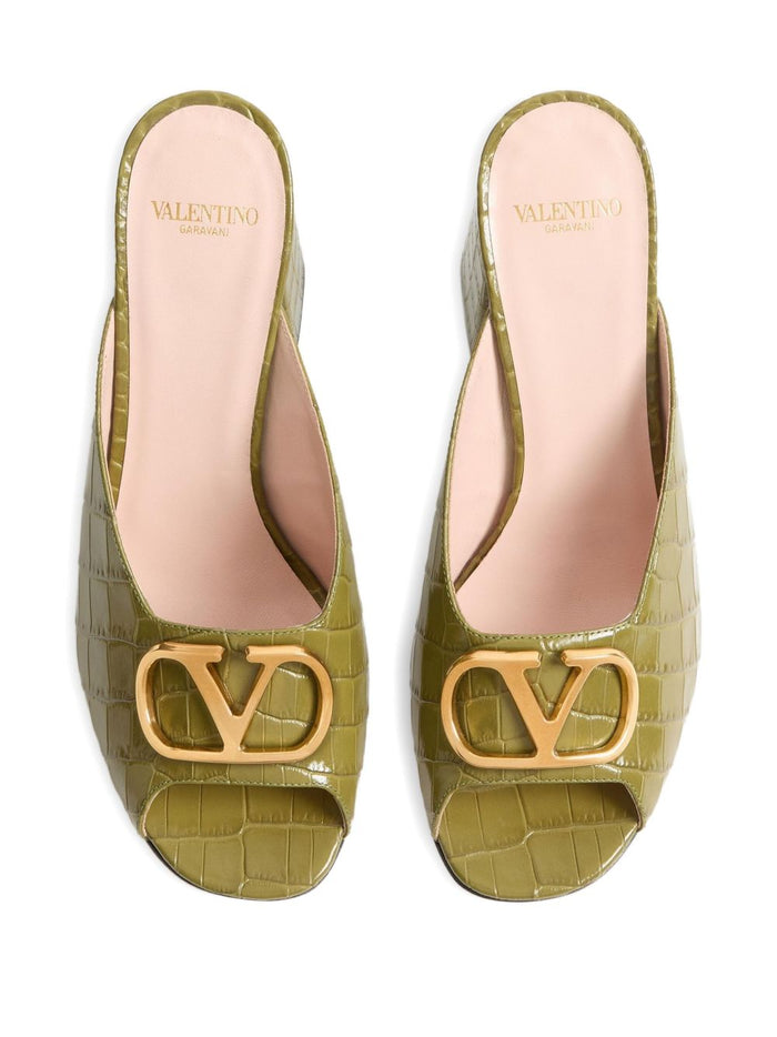Valentino Garavani Sandals Green Calf Leather