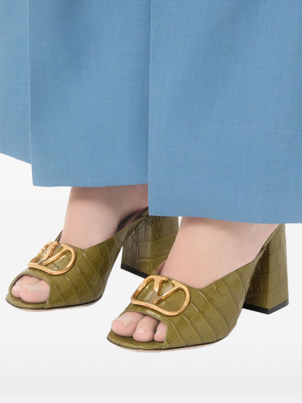 Valentino Garavani Sandals Green Calf Leather