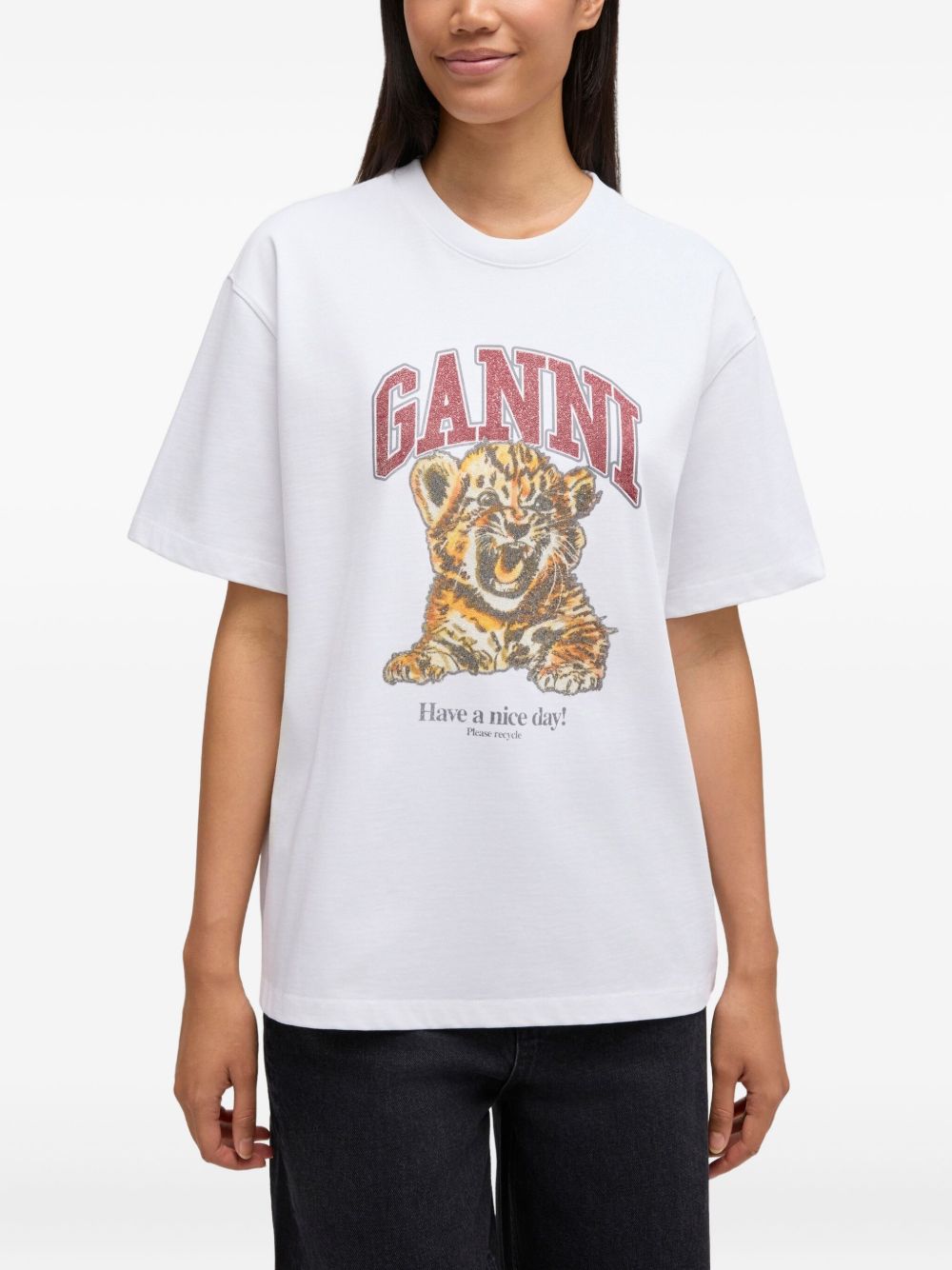 GANNI T-shirts and Polos White Organic Cotton