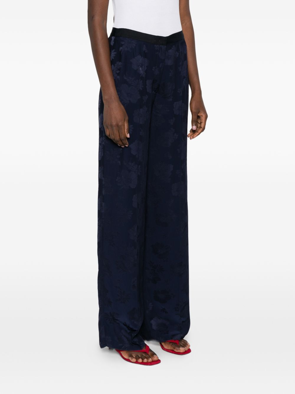 Forte Trousers Blue Acrylic Viscose